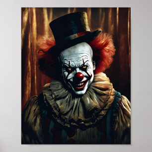 Kwaadaardige clown in verlaten circustent - Horror Poster
