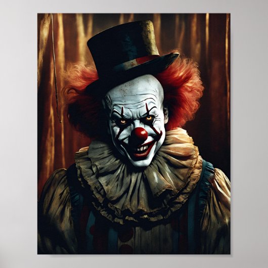 Kwaadaardige clown in verlaten circustent - Horror Poster (Voorkant)
