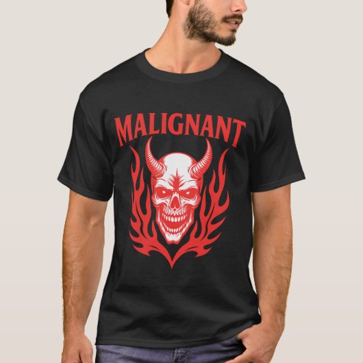 Kwaadaardige Demon Skull - Vurige horror grafisch  T-shirt (Voorkant)