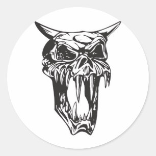 kwaadaardige demonen schedel ronde sticker
