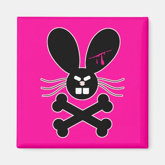 Kwaadaardige Emo Konijn Crossbones Magneet (Voorkant)