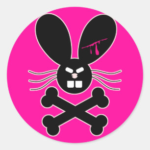Kwaadaardige Emo Konijn Crossbones Ronde Sticker