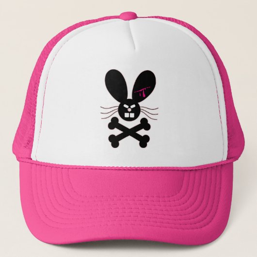 Kwaadaardige Emo Konijn Crossbones Trucker Pet (Voorkant)