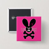 Kwaadaardige Emo Konijn Crossbones Vierkante Button 5,1 Cm (Voorkant /achterkant)