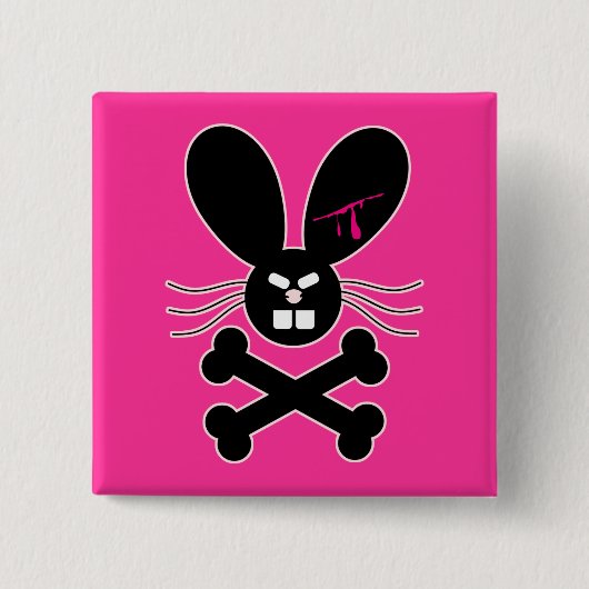 Kwaadaardige Emo Konijn Crossbones Vierkante Button 5,1 Cm (Voorkant)