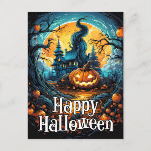 Kwaadaardige Gloeiende Gelukkige Halloween Pompoen Briefkaart