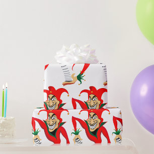 Kwaadaardige grijnzende narrenjoker met Jack-in-th Cadeaupapier