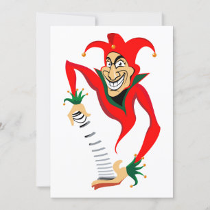 Kwaadaardige grijnzende narrenjoker met Jack-in-th Kaart