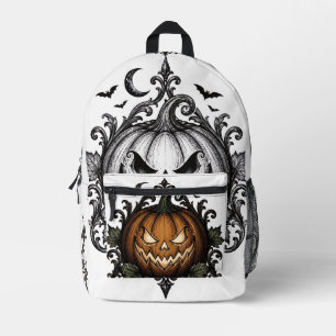 Kwaadaardige Jack O Lantern Gotische Halloween Pom Bedrukte Rugzak