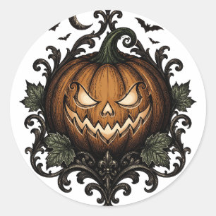 Kwaadaardige Jack O Lantern Gotische Halloween Pom Ronde Sticker
