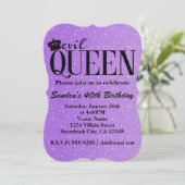 KWAADAARDIGE KONINGIN Paarse Glitter Glam Feest Ui Kaart (Staand voorkant)
