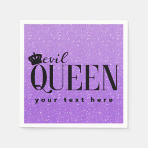 KWAADAARDIGE KONINGIN Paarse Glitter Glam Feestser Servet