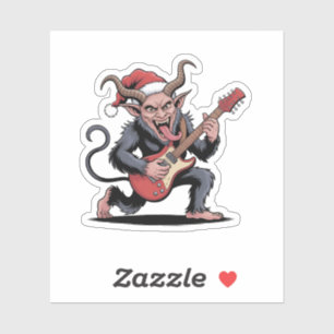 Kwaadaardige Krampus die elektrische gitaarmuziek Sticker