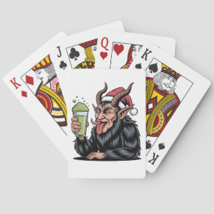 Kwaadaardige Krampus Drinkt Groene Drank Matcha Ke Pokerkaarten