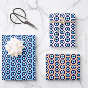 Kwaadaardige Oog Blauwe Mati-patroon cadeauverpakk Inpakpapier Vel