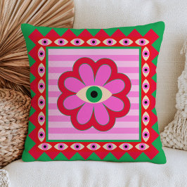 Kwaadaardige Oog Bloem Dopamine Esthetisch Rood & Kussen