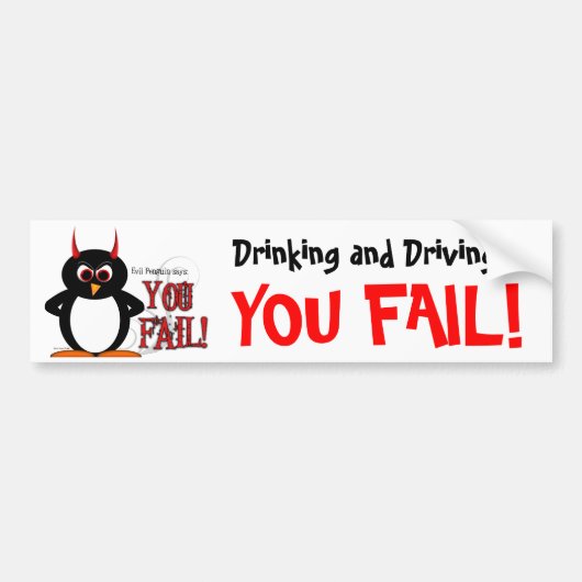 Kwaadaardige Pinguïn Drinken & Rijden Bumpersticker (Voorkant)