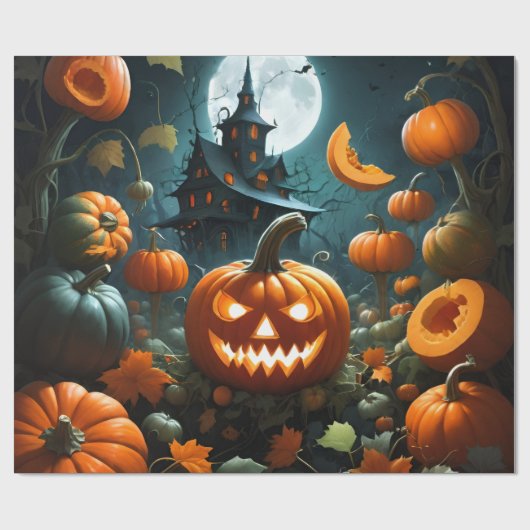 Kwaadaardige pompoen cadeaupapier (Vlak)