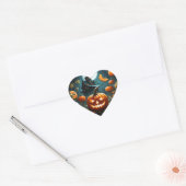 Kwaadaardige pompoen hart sticker (Envelop)