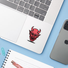 Kwaadaardige Rode Duivel Gezicht Halloween Sticker