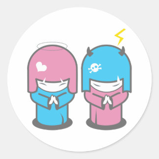 kwaadaardige tweeling duo ronde sticker