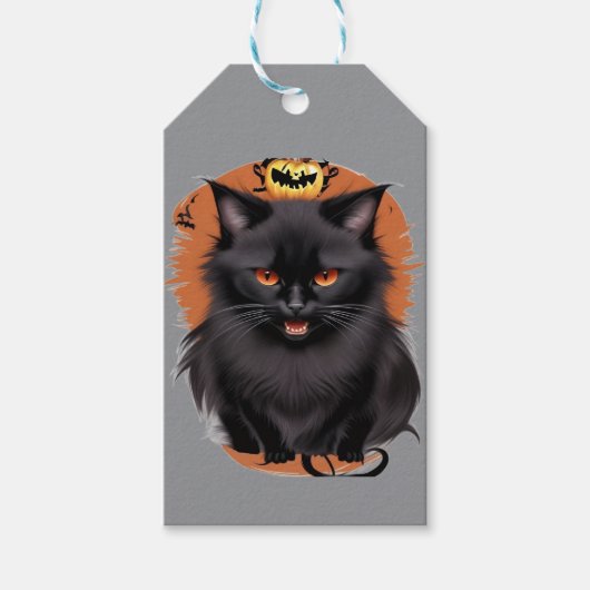 Kwaadaardige Zwarte Kat Labels Cadeaulabel (Voorkant)