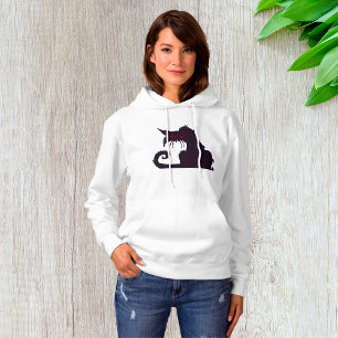 Kwaadaardige Zwarte Kat Silhouet met Rode Ogen Hoodie