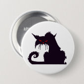 Kwaadaardige Zwarte Kat Silhouet met Rode Ogen Ronde Button 7,6 Cm (Voorkant /achterkant)