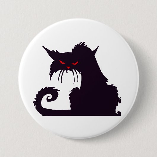 Kwaadaardige Zwarte Kat Silhouet met Rode Ogen Ronde Button 7,6 Cm (Voorkant)