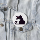 Kwaadaardige Zwarte Kat Silhouet met Rode Ogen Ronde Button 7,6 Cm (In situ)