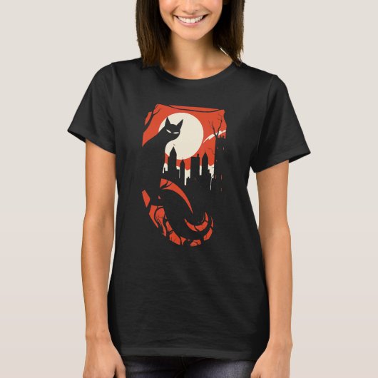 Kwaadaardige Zwarte Kat T-shirt (Voorkant)
