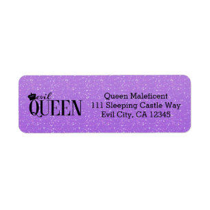 KWAADE KONINGIN Paarse Glitter Glam Adreslabels Etiket