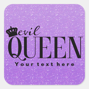 KWAADE KONINGIN Paarse Glitter Glam Feest Favor St Vierkante Sticker