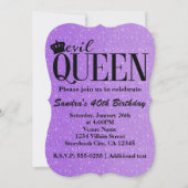 KWAADE KONINGIN Paarse Glitter Glam Feest Uitnodig Kaart (Voorkant)