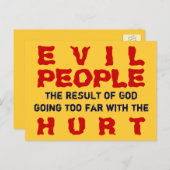 Kwaadmensen Hurt ~ Briefkaart Gezegde Truism (Voorkant / Achterkant)