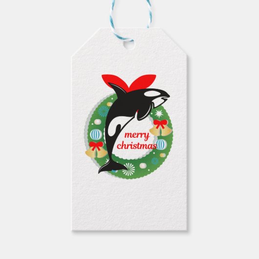 kwaadwillige kerstmanwalvis cadeaulabel (Voorkant)