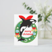 kwaadwillige kerstmanwalvis feestdagenkaart (Staand voorkant)