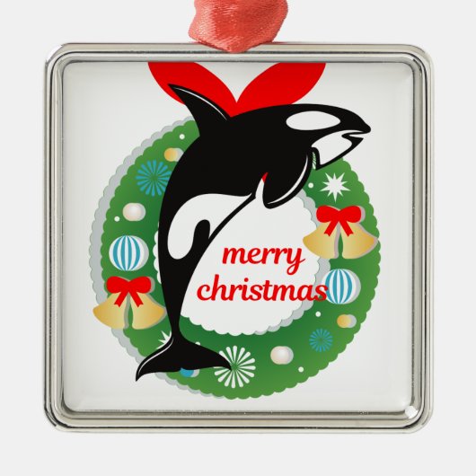 kwaadwillige kerstmanwalvis metalen ornament (Voorkant)