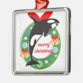 kwaadwillige kerstmanwalvis metalen ornament (Links)