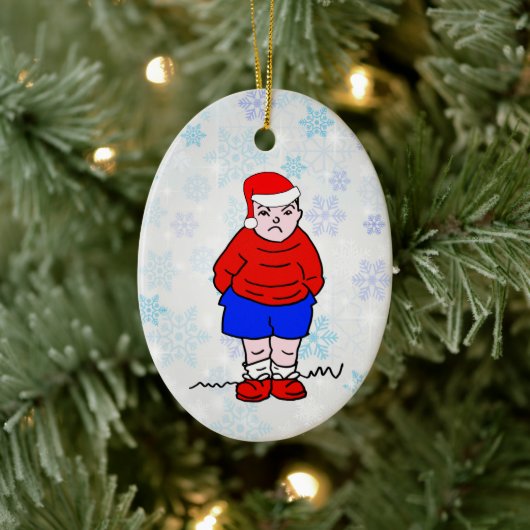 Kwaaie Jongen Kerstmis Keramisch Ornament (Boom)