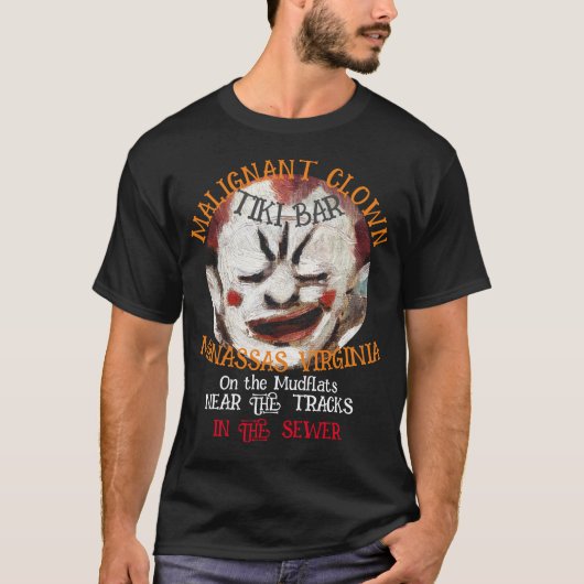 KWADAARDIGE CLOWN TIKI BAR MANASSAS VIRGINIA T-SHIRT (Voorkant)