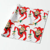 Kwade Grinning Jester Joker met Jack-in-the-Box Cadeaupapier (Uitgerold)