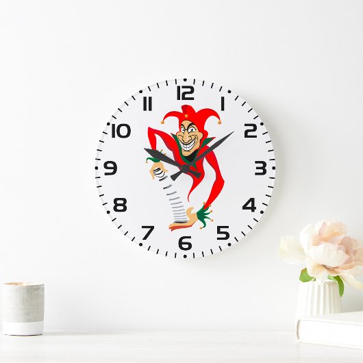 Kwade Grinning Jester Joker met Jack-in-the-Box Grote Klok