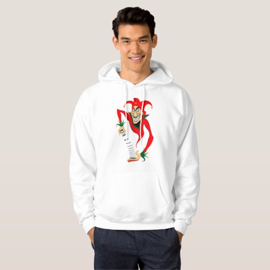Kwade Grinning Jester Joker met Jack-in-the-Box Hoodie (Voorkant volledig)