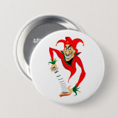 Kwade Grinning Jester Joker met Jack-in-the-Box Ronde Button 7,6 Cm (Voorkant /achterkant)