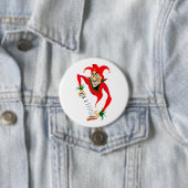 Kwade Grinning Jester Joker met Jack-in-the-Box Ronde Button 7,6 Cm (In situ)