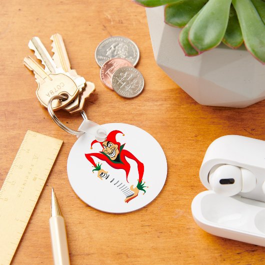 Kwade Grinning Jester Joker met Jack-in-the-Box Sleutelhanger