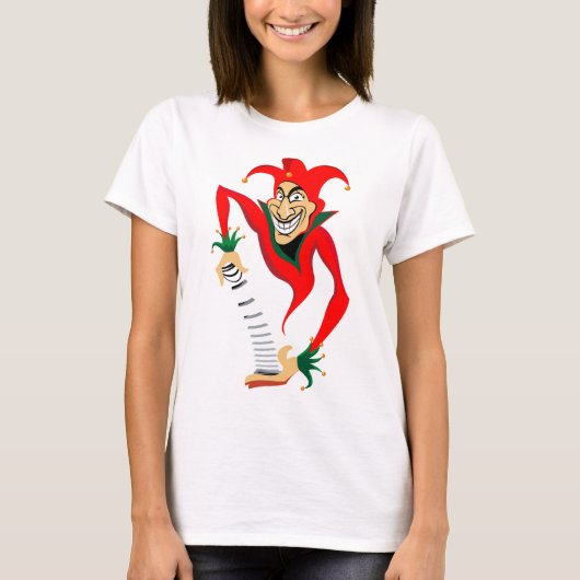 Kwade Grinning Jester Joker met Jack-in-the-Box T-shirt (Voorkant)