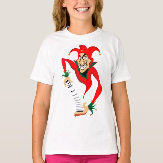 Kwade Grinning Jester Joker met Jack-in-the-Box T-shirt (Voorkant)