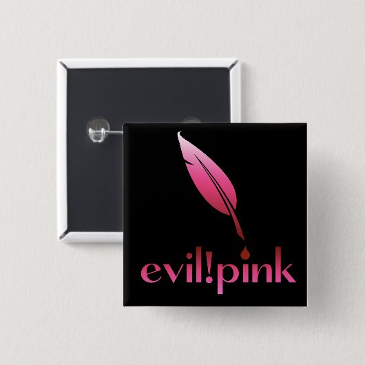 kwade roze vierkante button 5,1 cm (Voorkant /achterkant)